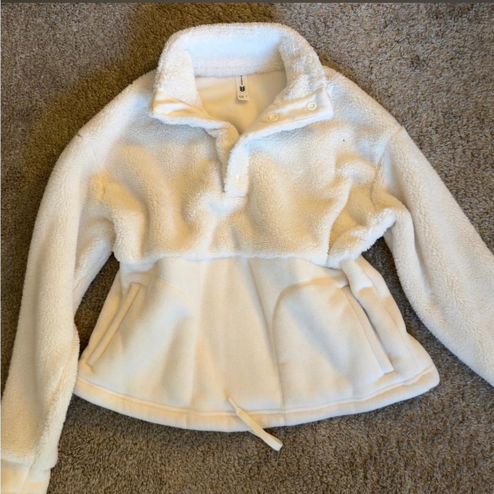 Cozy Ivory Sherpa Pullover Jacket